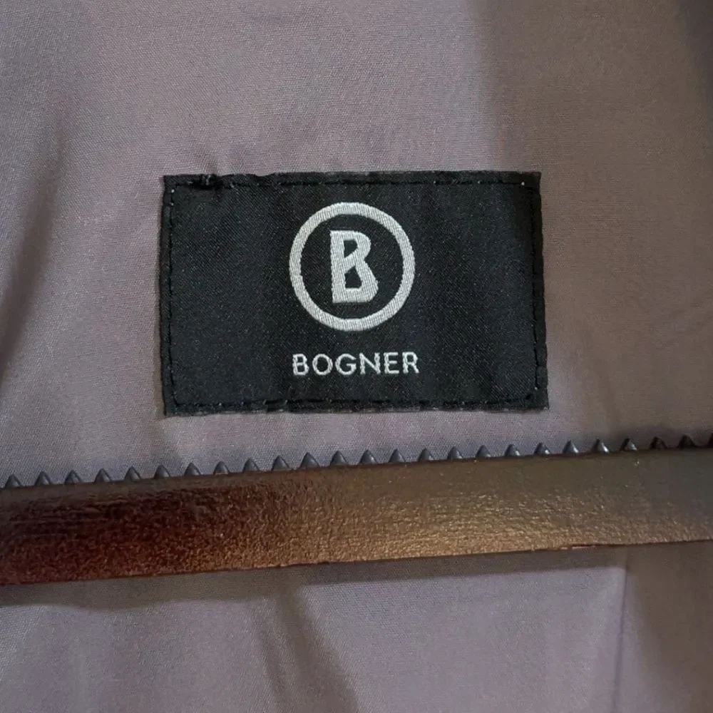 Bogner Luxury Hooded Windbreaker Jacket Brown Layered Sleeve Size 38